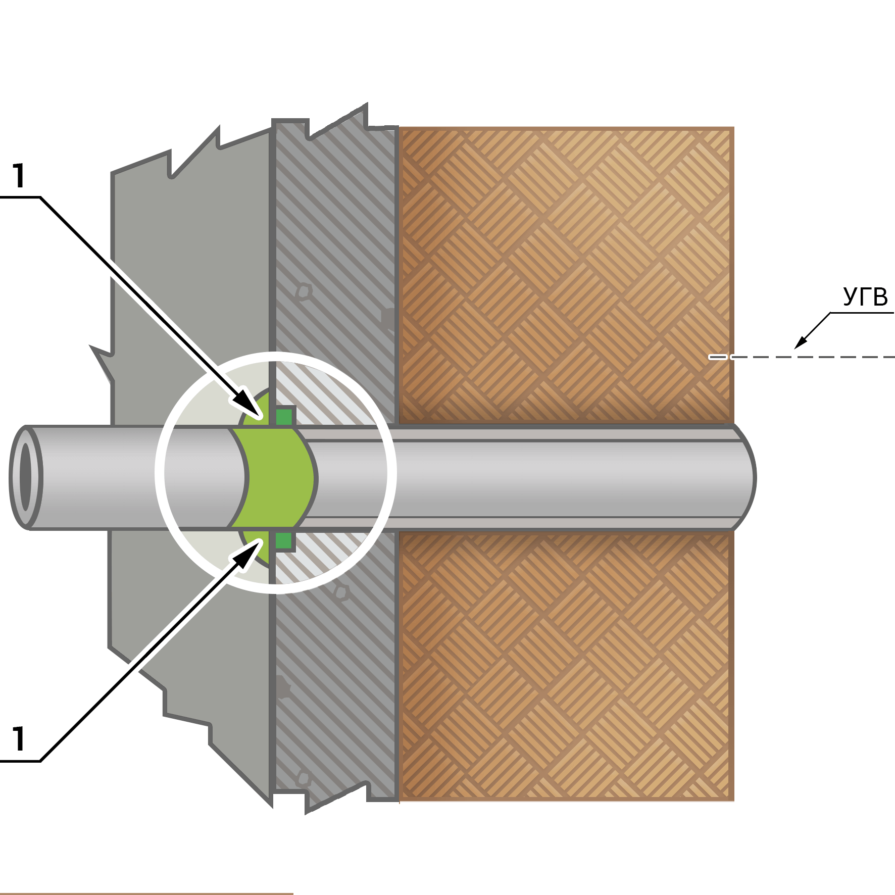 Инженерная схема, иллюстрирующая процесс обработки поверхностей для гидроизоляции